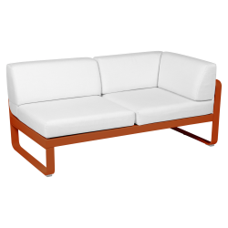 Outdoorsofa Bellevie von Fermob mit Stoff in Weißgrau und Gestell in kandierte Orange