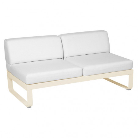 Outdoorsofa Bellevie von Fermob mit Bezug in Grauweiß und Gestell in Latte Beige